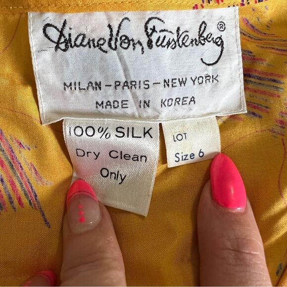 VTG 1980’a Diane Von Furstenburg 100% Silk Butterfly Print Shift Midi Dress 6 - Picture 8 of 8